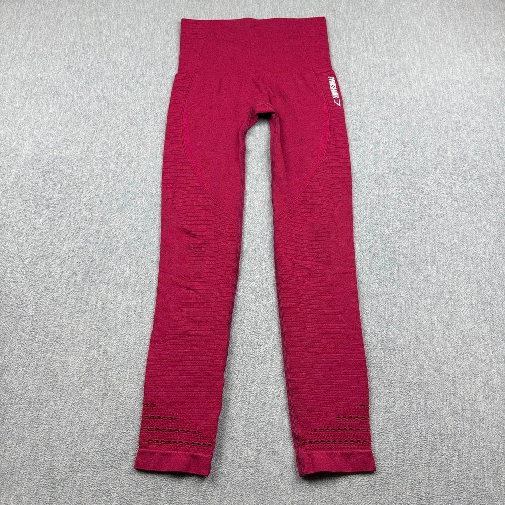 Gymshark Leggings Womens‎ XS Red Dry Energy Seamless Athleisure Yoga Gym Workout